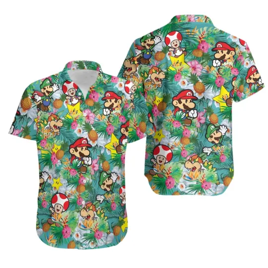 Discover Super Mario Hawaiian Shirt with Mario and Friends Nintendo