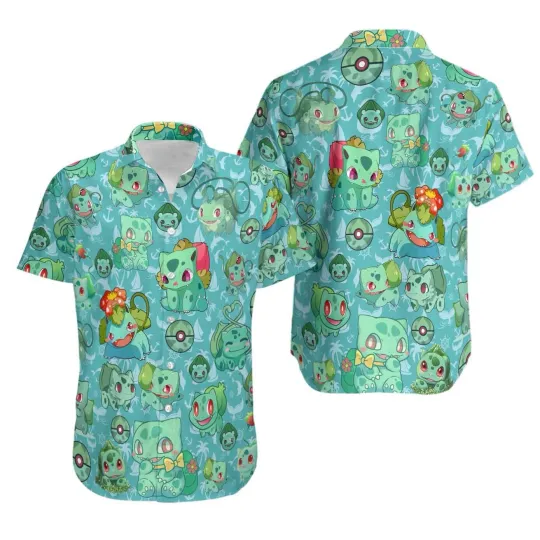 Discover Bulbasaur Pattern Hawaiian Shirt for Summer and Tropical Birthday Gift