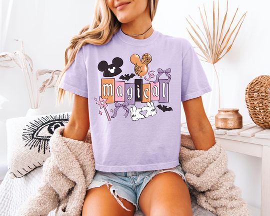 Disney Halloween Boxy T-Shirt for Women - Vintage Comfort Colors Mickey & Friends Tee
