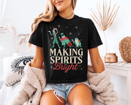 Comfort Colors Haunted Mansion Christmas T-Shirt with Ghost Holiday Design