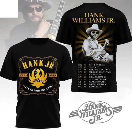 Hank Williams Jr Live In Concert 2026 Tour T-Shirt