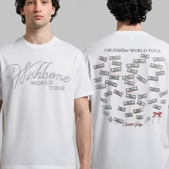 Discover 2 Sides Conan Gray Wishbone World Tour Merch 2026 Tour Map Dates White T-Shirt
