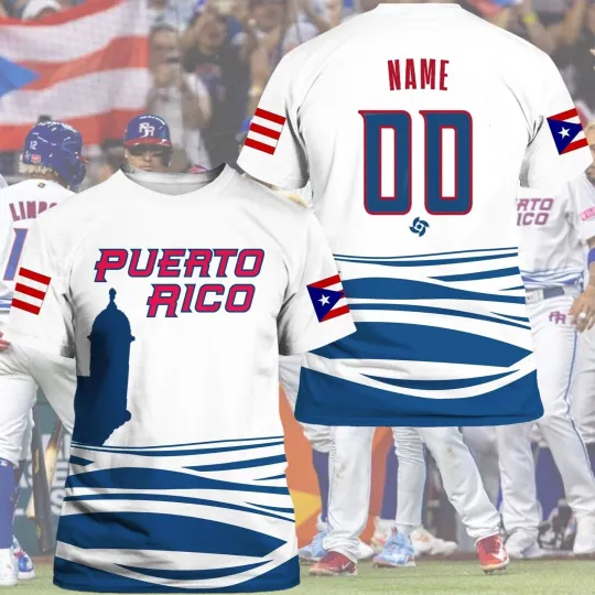 Discover Personalized Puerto Rico Baseball 2023 World Baseball Classic 3D T-Shirt