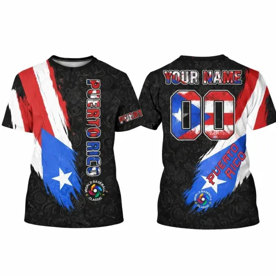 Discover Personalized 2026 World Baseball Classic Puerto Rico Team All Over Print T-Shirt