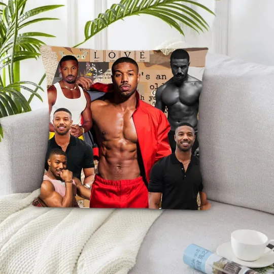 Michael B. Jordan Collage Pillow Cover DIY Photo Bedding for Home Decor