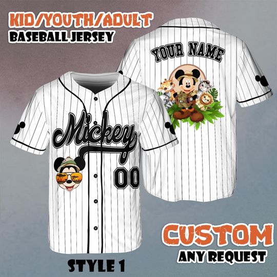Discover Custom Mickey Mouse Safari Baseball Jersey, Animal Kingdom Disney Safari Trip Shirt Disneyworld