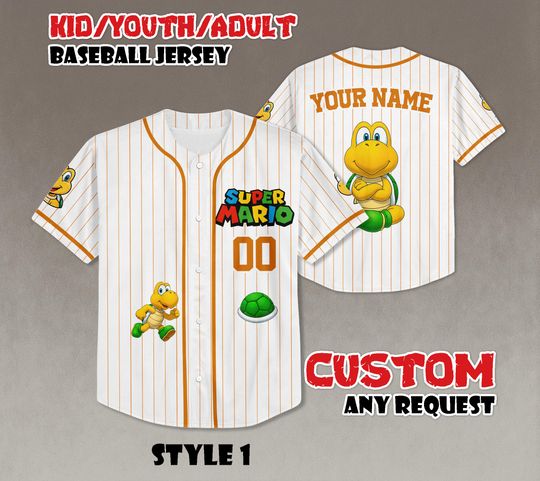 Discover Custom Koopa Baseball Jersey, Super Mario Family Trip Shirt