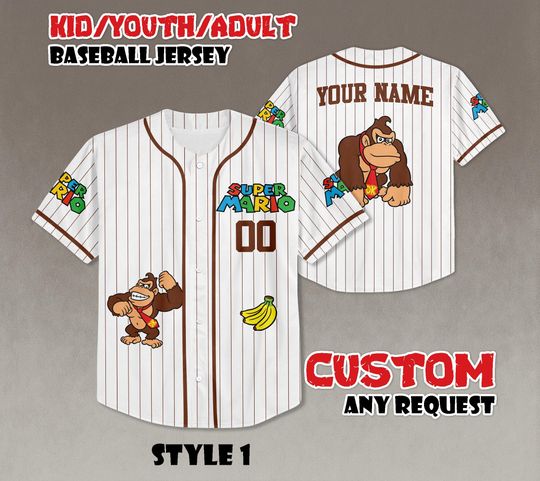 Custom Donkey Kong Super Mario Baseball Jersey, Family Trip Shirt