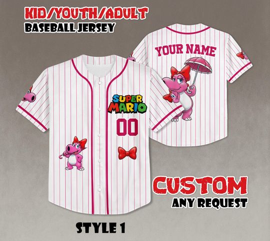 Discover Custom Super Mario Birdo Baseball Jersey, Nintendo Family Shirt