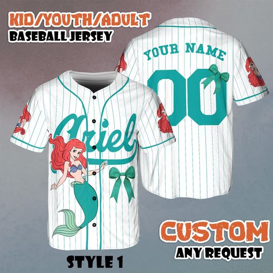 Discover Custom Princess Ariel The Little Mermaid Baseball Jersey, Disney Princess Shirt, Disney Matching Trip Outfit