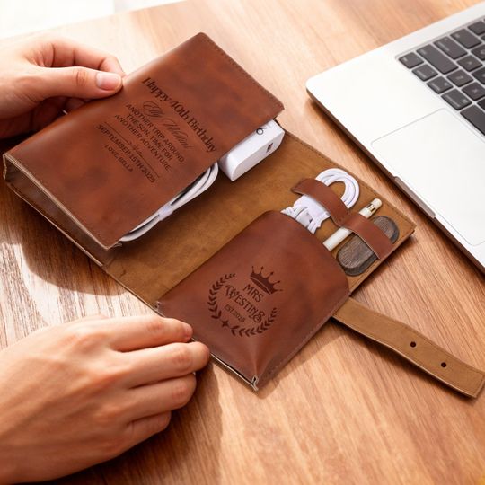 Personalised Leatherette Travel Organizer for Cables and Power Banks