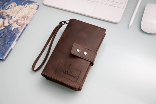 Personalized Leather Cable Organizer, Compact Travel Tech Case for Cords and Chargers