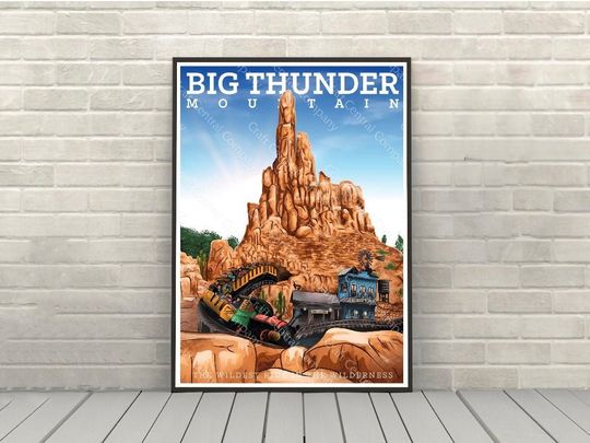 Big Thunder Mountain Poster Disney Attraction poster Vintage Disney World Magic Kingdom Ride Posters Frontierland Poster Disneyland Wall Art