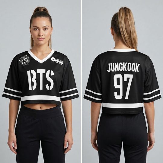 Custom BTS Members Rugby Uniform Womens Cropped V-neck Jersey, BTS World Tour 2026 Merch Shirt, Bangtan Comeback 2026, Kpop Gift for Army