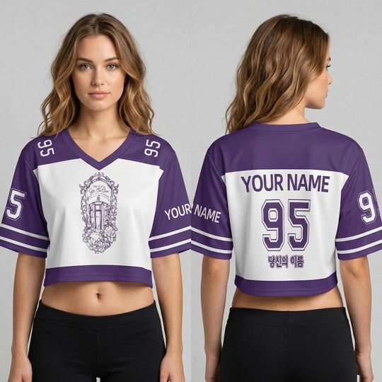 Discover Custom Name Rugby Uniform Womens Cropped V-neck Jersey, BTS World Tour 2026 Merch Shirt, Bangtan Comeback 2026, Kpop Game Day Gift for Army