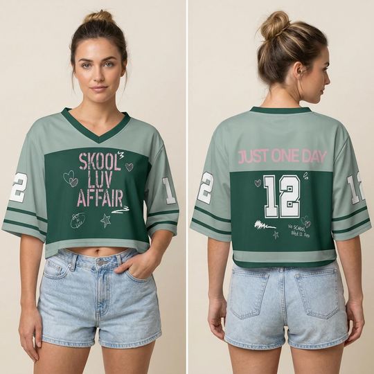 BTS Skool Luv Affair Rugby Uniform Womens Cropped V-neck Jersey, BTS World Tour 2026 Merch Shirt, Bangtan Comeback 2026, Kpop Gift for Army