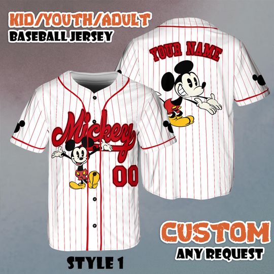Discover Custom Mickey Mouse Baseball Jersey, Disneyland Team Matching Outfit