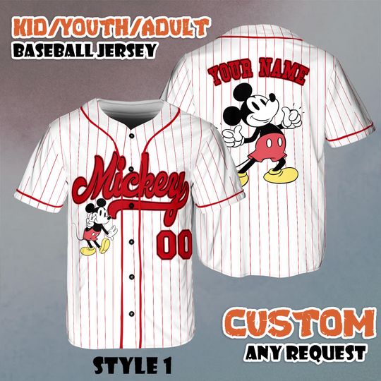 Discover Custom Disney Mickey Mouse Baseball Jersey, Disney Mickey and Friends Jersey, Disneyland Baseball Team Matching Outfit, Birthday Gifts