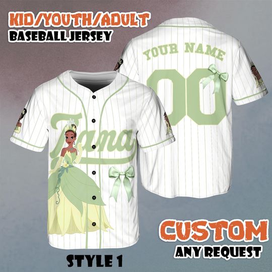 Custom Princess Tiana Baseball Jersey, Princess and the Frog Sports Shirt
