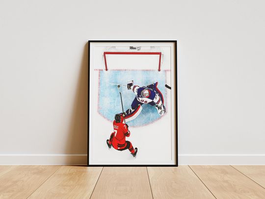 Discover Connor Hellebuyck USA Hockey 2026 Olympic Save Poster  Team USA Ice Hockey Wall Art Print