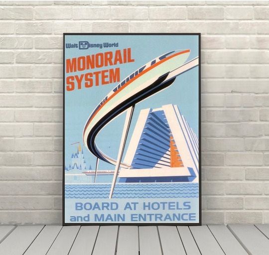 Discover Monorail Poster Disney Attraction poster Disney World Posters Disney Contemporary Resort Poster Magic Kingdom Poster