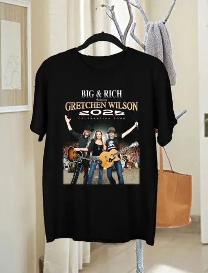 Discover Big & Rich Featuring Gretchen Wilson 2025 Tour T Shirt Black All Size