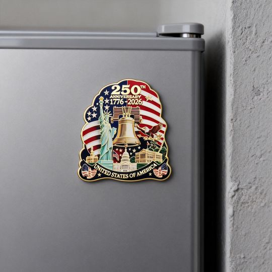 United States 250th Birthday Commemorative Magnet, Patriotic Fridge Decor, US Marine Corps 250th Anniversary Gift