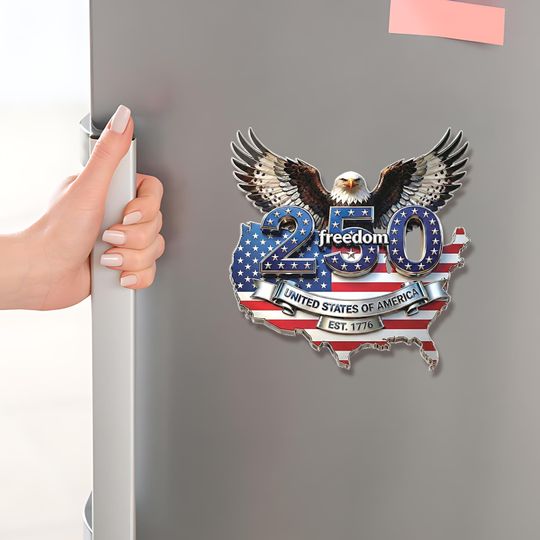 Discover USA 250th Anniversary Magnet, United States of America 1776-2026 Patriotic Fridge Magnet, Patriotic Eagle Liberty Bell Fridge Magnet Decor