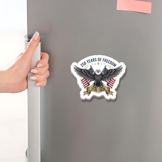 Acrylic Magnet: Refrigerator Display, USA 250 Design, Eagle Graphic, 1776-2026