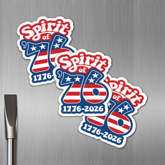 Spirit of 76 Refrigerator Magnets - USA 250 Groovy 1776-2026
