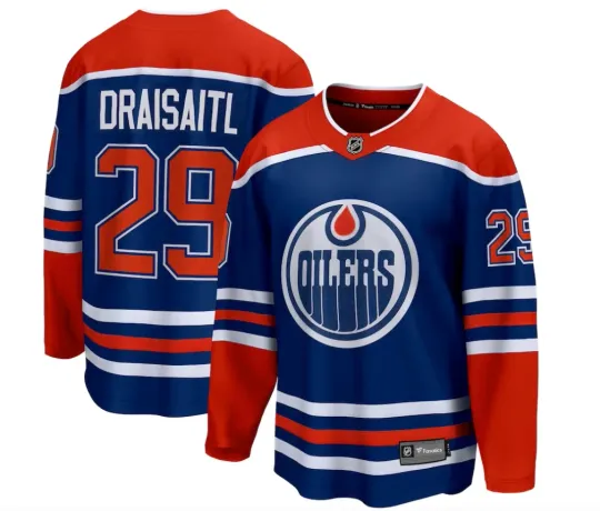 Discover Men's Edmonton Oilers Leon Draisaitl Royal Home Breakaway NHL Jersey