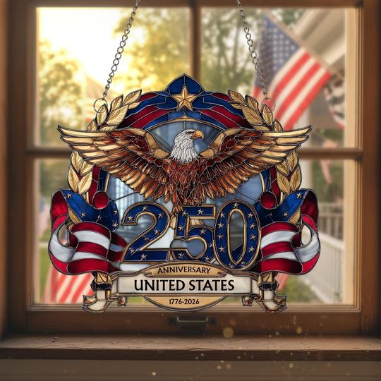 Discover USA 250th Anniversary Eagle Acrylic Suncatcher, 1776-2026 Patriotic Window Decor
