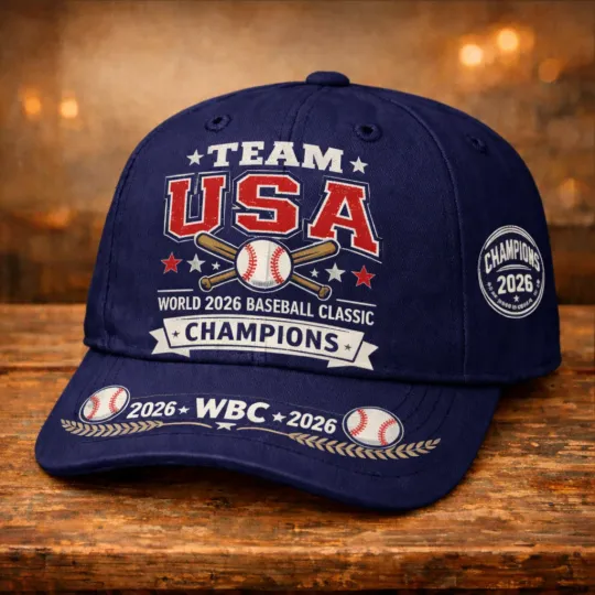 Discover USA Team Baseball 2026 World Baseball Champs Classic Cap - Print Hat, One Size