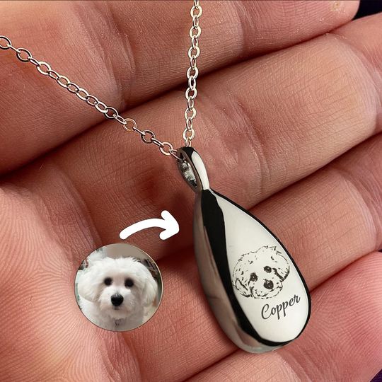 Personalized Cremation Necklace, Pet Urn for Ashes Necklace, Pet Urn Necklace For Cat Dog Mom, Memorial Gift for Her, Pet Photo Necklace