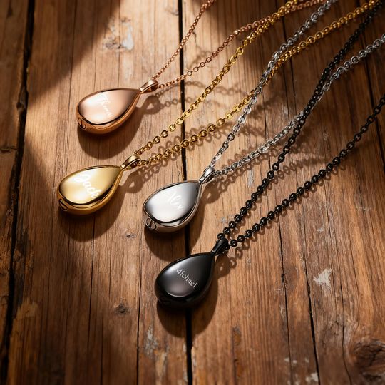 Discover Custom Name Urn Necklace, Personalized Tear Necklace, Cremation Jewelry for Women Human Ashes Keepsake Dog Cat Hair Pet Memorial