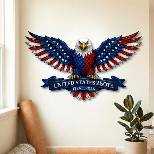 Discover United States 250th Anniversary Metal Sign, Patriotic Eagle Wall Art, Home Decor, USA 1776-2026, 4th of July Gifts