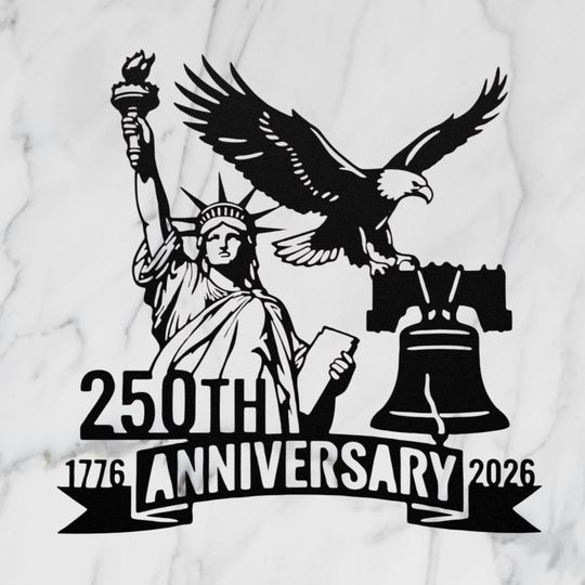 Discover 250th Anniversary Metal Die Cut Sign, 17762026 Patriotic Wall Decor, Statue of Liberty Eagle Liberty Bell