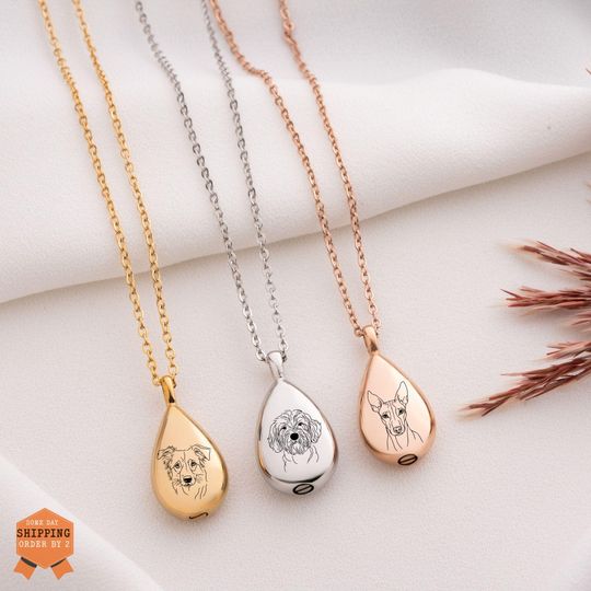 Discover Personalized Dog Breed Teardrop Urn Necklace, Custom Pet Memorial Jewelry, Engraved Ashes Pendant, Dog Cremation Keepsake, Loss of Pet Gift