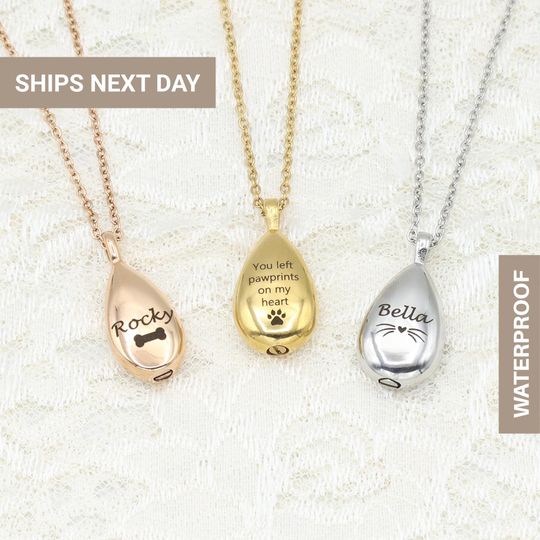 Teardrop Pet Urn Necklace, Teardrop Memorial Necklace, Memorial Keepsake, Cremation Jewelry, Pet Memorial Jewelry