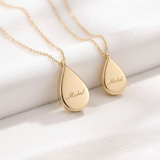 Tear Drop Cremation Urn Necklace, Dad Mom Baby Loss Necklace, Personalized Tear Drop Pet