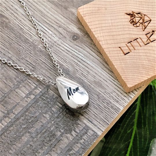 Personalized Teardrop Urn Necklace Memorial Ash Keepsake