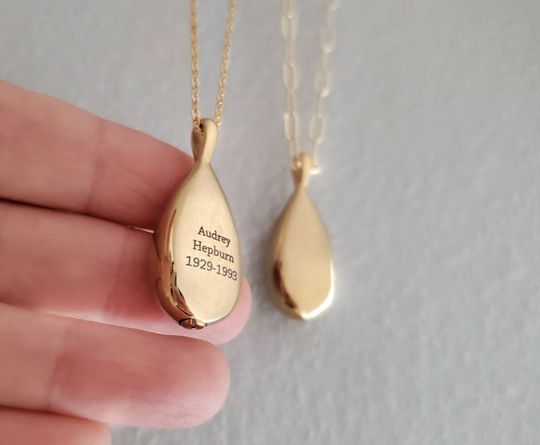 Personalized Teardrop Pendant Necklace for Human and Pet Ashes Memorial Jewelry