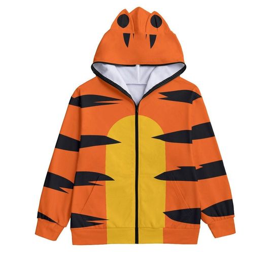 Unisex Cat Ear Zip Hoodie Featuring Tigger and Winnie the Pooh Design