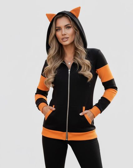 Cat Ear Zip-Up Hoodie - Kawaii Inspired Cozy Loungewear