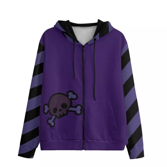 Cat Ear Zip Hoodie, Skull Design, Dark Kawaii Clothing, J-Fashion, Androgynous Punk Gyaru Hoodie