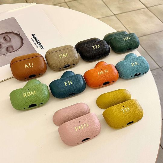 Dedicated Connection, Monogram Premium Leather Airpods Pro3 Cover, Custom Engraved AirPods Case