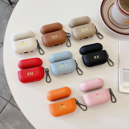 Personalised Genuine Leather AirPods 1,2,3,4 & Pro 1, 2 Case, Monogram Premium Genuine Leather Cover, Custom Engraved AirPods pro 3 Case