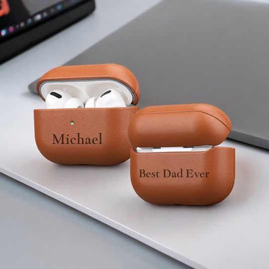 Discover Personalized AirPods Pro 2nd Generation CASE HOLDER KEYCHAIN Leather Cover Gift for Him Dad Her Men Women Girlfriend Unique Custom Engraved