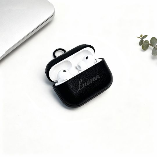 Personalized Leather AirPods Case with Hook: Engraved Monogram  AirPods 2/3 Case , Keychain AirPods Pro Case