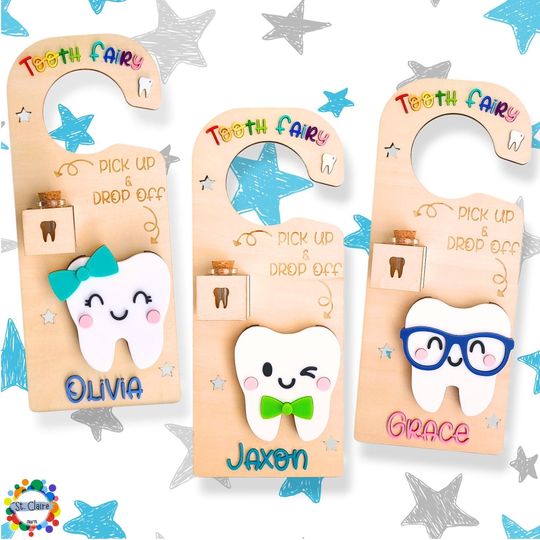 Custom Tooth Fairy Door Hanger Keepsake